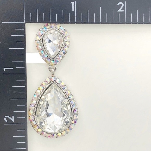 Large Rhinestone Clip On Dangle Earrings - Picture 4 of 5
